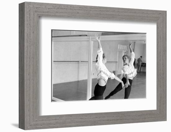 American Actress Debbie Reynolds Watches Herself in a Mirror During a Dance Rehearsal, 1960-Allan Grant-Framed Photographic Print