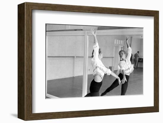 American Actress Debbie Reynolds Watches Herself in a Mirror During a Dance Rehearsal, 1960-Allan Grant-Framed Photographic Print