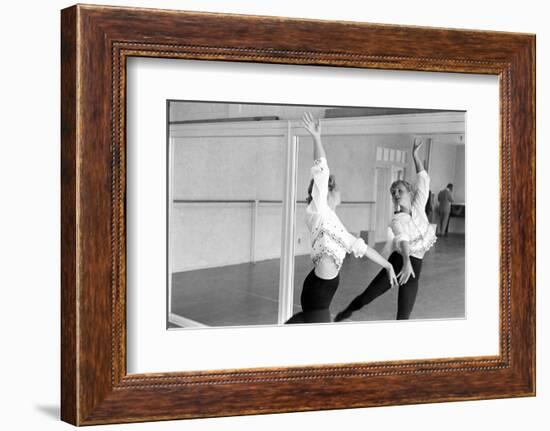 American Actress Debbie Reynolds Watches Herself in a Mirror During a Dance Rehearsal, 1960-Allan Grant-Framed Photographic Print