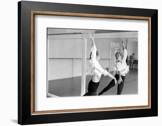 American Actress Debbie Reynolds Watches Herself in a Mirror During a Dance Rehearsal, 1960-Allan Grant-Framed Photographic Print