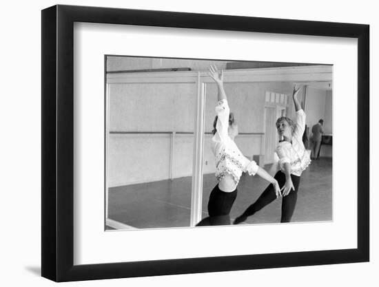 American Actress Debbie Reynolds Watches Herself in a Mirror During a Dance Rehearsal, 1960-Allan Grant-Framed Photographic Print