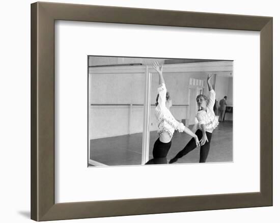 American Actress Debbie Reynolds Watches Herself in a Mirror During a Dance Rehearsal, 1960-Allan Grant-Framed Photographic Print