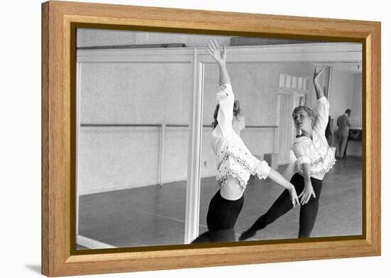 American Actress Debbie Reynolds Watches Herself in a Mirror During a Dance Rehearsal, 1960-Allan Grant-Framed Premier Image Canvas