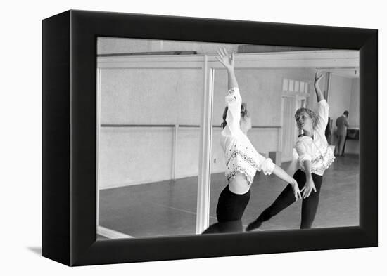 American Actress Debbie Reynolds Watches Herself in a Mirror During a Dance Rehearsal, 1960-Allan Grant-Framed Premier Image Canvas