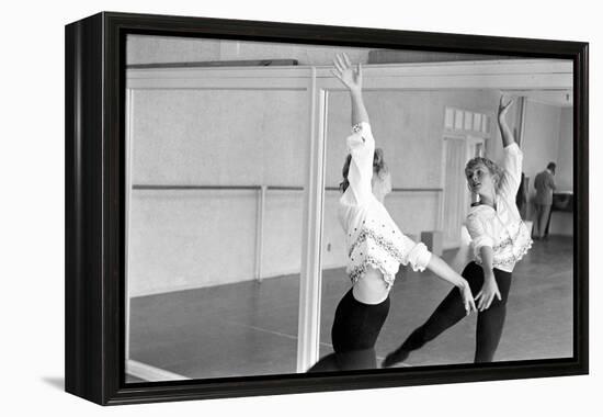 American Actress Debbie Reynolds Watches Herself in a Mirror During a Dance Rehearsal, 1960-Allan Grant-Framed Premier Image Canvas