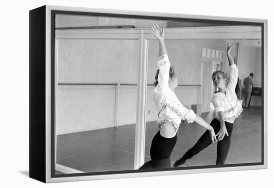 American Actress Debbie Reynolds Watches Herself in a Mirror During a Dance Rehearsal, 1960-Allan Grant-Framed Premier Image Canvas