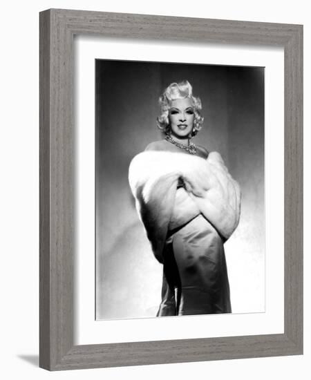 American Actress Mae West (1892-1980) with Fur Stole C. 1940-null-Framed Photo