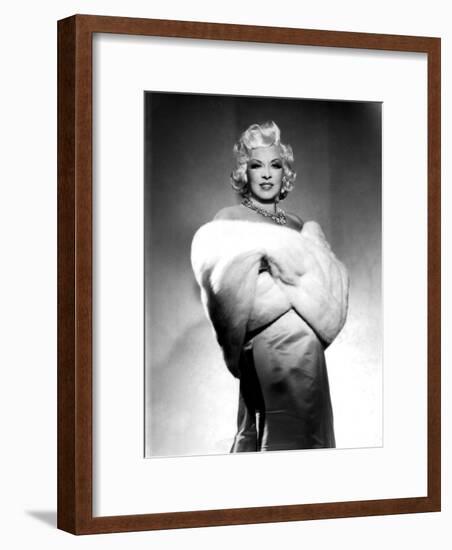 American Actress Mae West (1892-1980) with Fur Stole C. 1940-null-Framed Photo