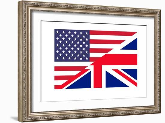 American And British Flags Joined Together, Isolated On White Background-Speedfighter-Framed Art Print