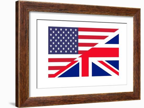 American And British Flags Joined Together, Isolated On White Background-Speedfighter-Framed Art Print