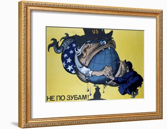 American and Chinese Imperialism Attempting to Devour the World, Soviet Poster, 1970S-null-Framed Giclee Print