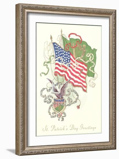 American and Irish Flags, St. Patrick's Day-null-Framed Art Print