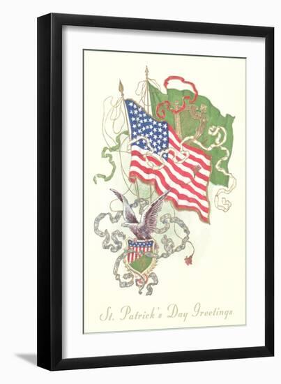 American and Irish Flags, St. Patrick's Day-null-Framed Art Print