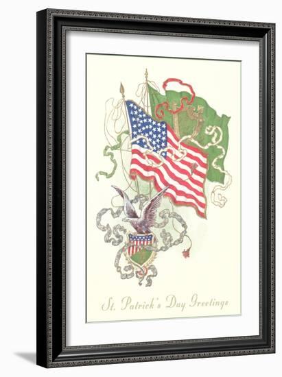 American and Irish Flags, St. Patrick's Day-null-Framed Art Print
