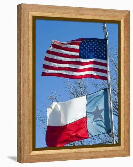 American and Texan Flags, Texas, USA-Ethel Davies-Framed Premier Image Canvas