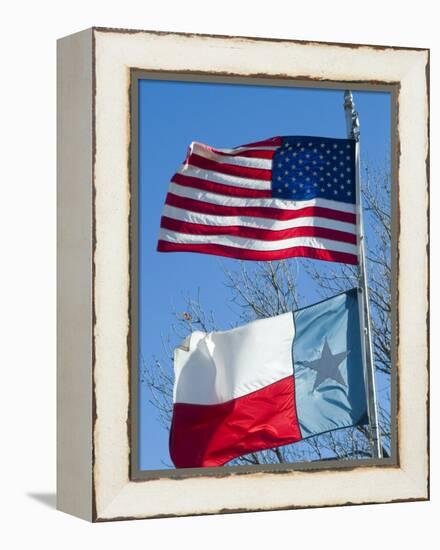 American and Texan Flags, Texas, USA-Ethel Davies-Framed Premier Image Canvas