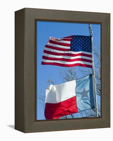 American and Texan Flags, Texas, USA-Ethel Davies-Framed Premier Image Canvas