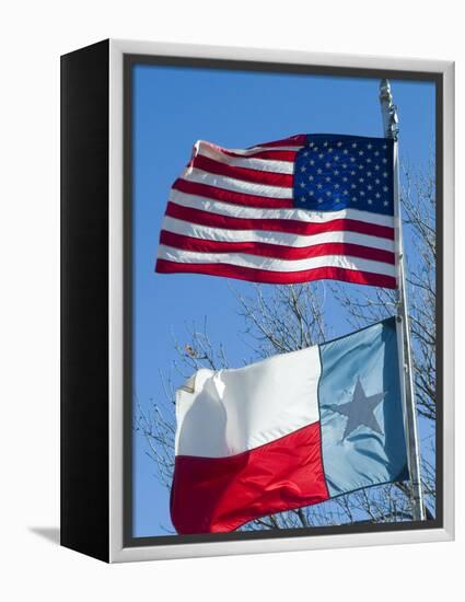 American and Texan Flags, Texas, USA-Ethel Davies-Framed Premier Image Canvas