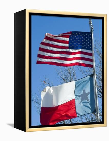 American and Texan Flags, Texas, USA-Ethel Davies-Framed Premier Image Canvas