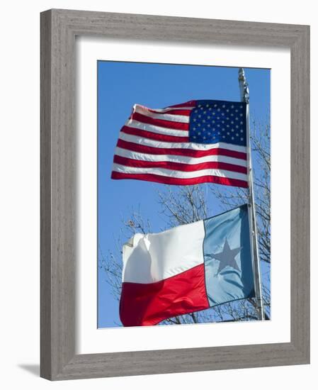 American and Texan Flags, Texas, USA-Ethel Davies-Framed Photographic Print