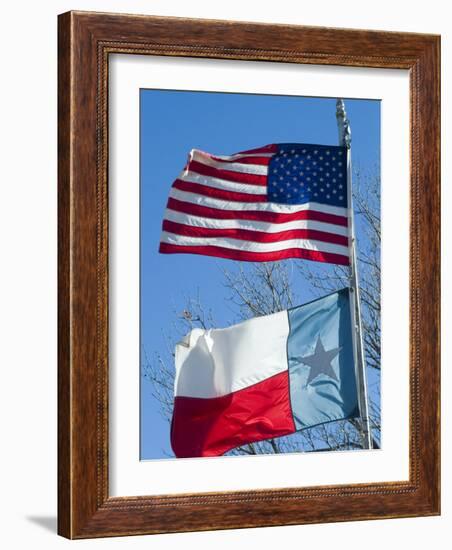 American and Texan Flags, Texas, USA-Ethel Davies-Framed Photographic Print