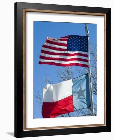 American and Texan Flags, Texas, USA-Ethel Davies-Framed Photographic Print