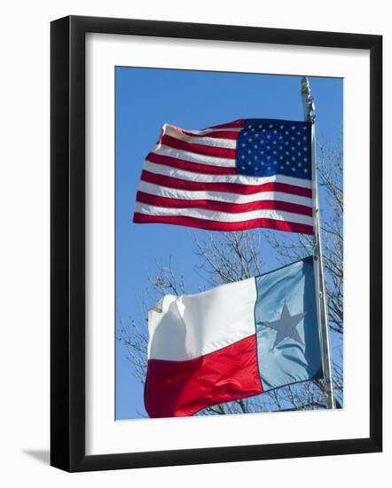 American and Texan Flags, Texas, USA-Ethel Davies-Framed Photographic Print