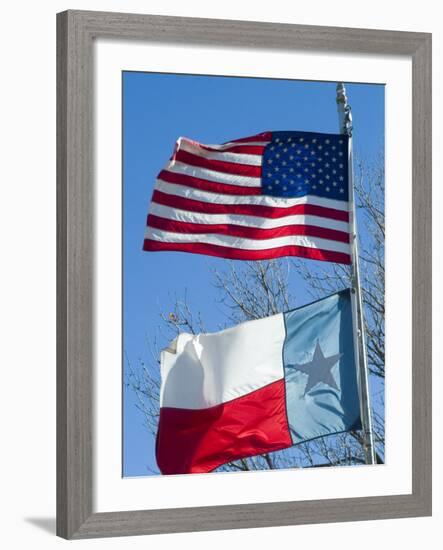 American and Texan Flags, Texas, USA-Ethel Davies-Framed Photographic Print