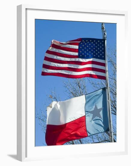 American and Texan Flags, Texas, USA-Ethel Davies-Framed Photographic Print