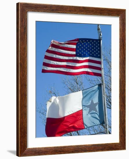 American and Texan Flags, Texas, USA-Ethel Davies-Framed Photographic Print