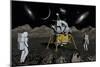 American Apollo Astronauts on the Lunar Surface-null-Mounted Art Print