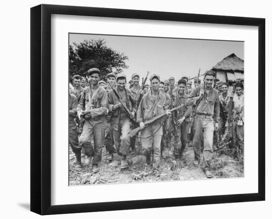 American Army Rangers and Filipino Guerillas Celebrating their Successful Raid to Free Pow's Held-null-Framed Photographic Print