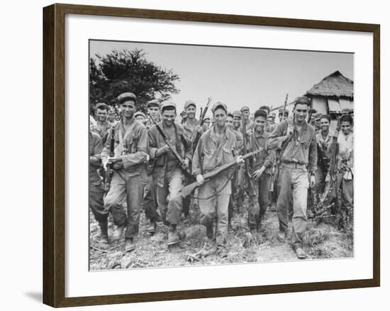 American Army Rangers and Filipino Guerillas Celebrating their Successful Raid to Free Pow's Held-null-Framed Photographic Print