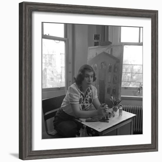 American Artist Honore Desmond Sharrer (1970 - 2009) in Her Studio, February 1950-W^ Eugene Smith-Framed Photographic Print