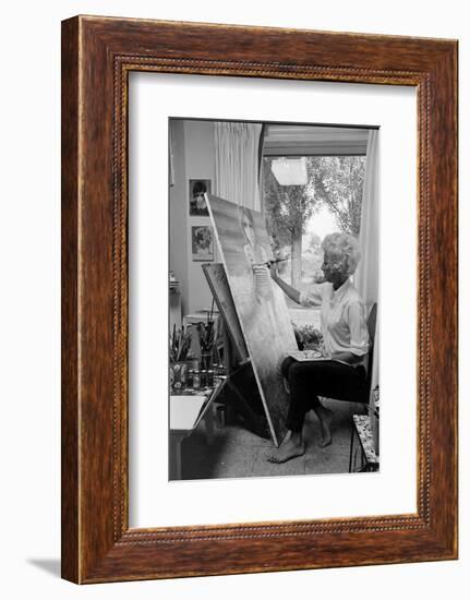 American Artist Margaret Keane Painting in Her Studio, Tennessee, 1965-Bill Ray-Framed Photographic Print