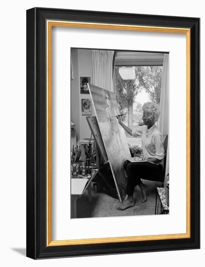 American Artist Margaret Keane Painting in Her Studio, Tennessee, 1965-Bill Ray-Framed Photographic Print