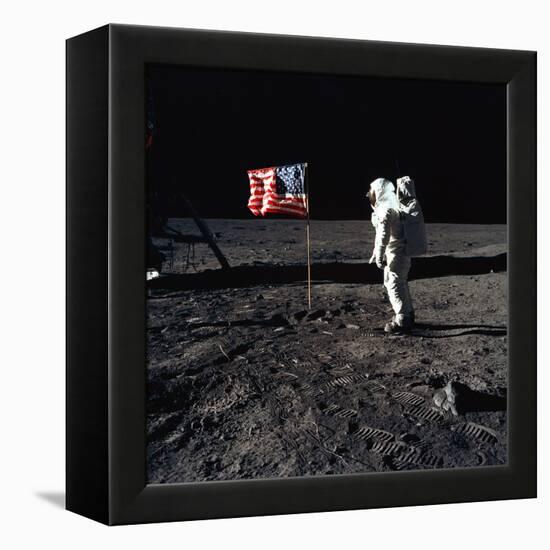 American Astronaut Edwin "Buzz" Aldrin Walking on the Moon on July 20, 1969-null-Framed Stretched Canvas