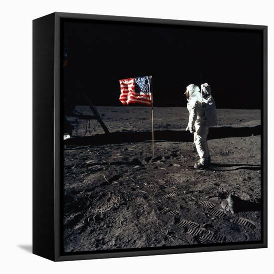 American Astronaut Edwin "Buzz" Aldrin Walking on the Moon on July 20, 1969-null-Framed Stretched Canvas