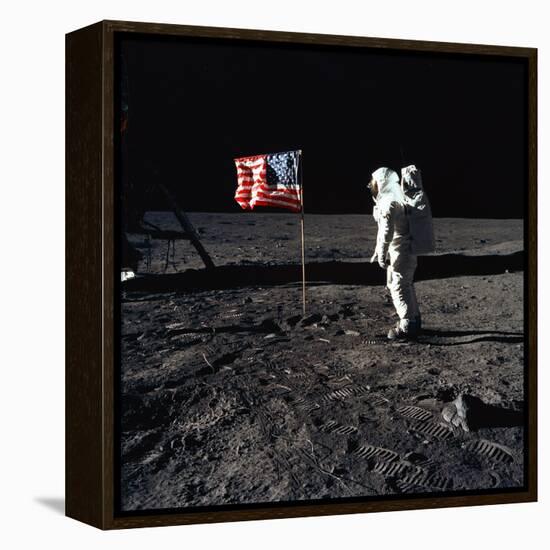 American Astronaut Edwin "Buzz" Aldrin Walking on the Moon on July 20, 1969-null-Framed Stretched Canvas