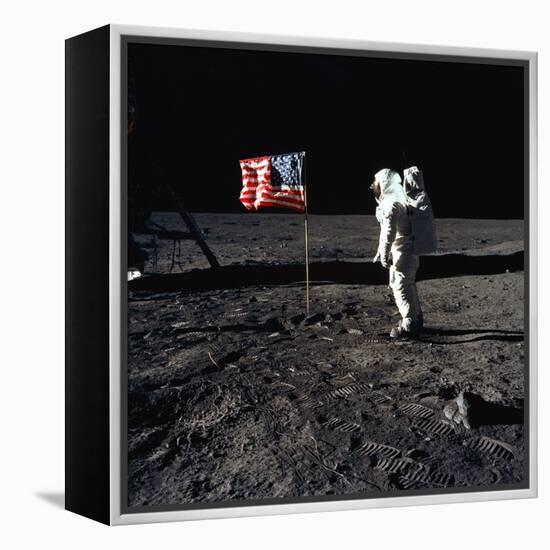 American Astronaut Edwin "Buzz" Aldrin Walking on the Moon on July 20, 1969-null-Framed Stretched Canvas