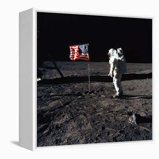 American Astronaut Edwin "Buzz" Aldrin Walking on the Moon on July 20, 1969-null-Framed Stretched Canvas