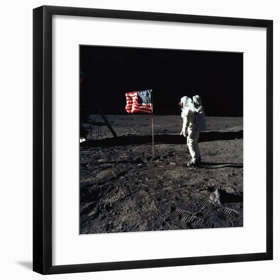 American Astronaut Edwin "Buzz" Aldrin Walking on the Moon on July 20, 1969-null-Framed Photo