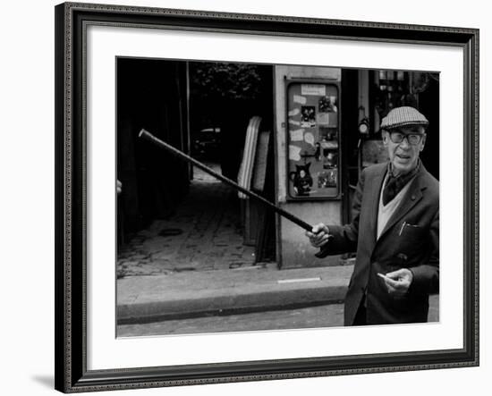 American Author Henry Miller Walking Along the Street-Carlo Bavagnoli-Framed Premium Photographic Print