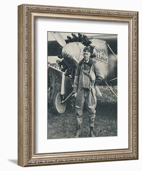 American aviator Charles Lindbergh and his plane, 'Spirit of St Louis', c1927 (c1937)-Unknown-Framed Photographic Print