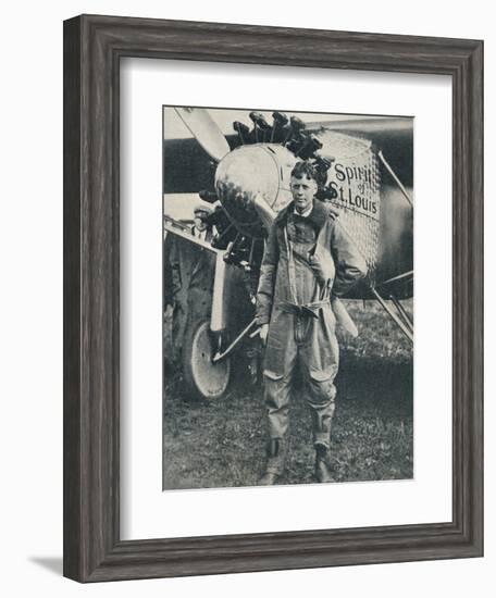 American aviator Charles Lindbergh and his plane, 'Spirit of St Louis', c1927 (c1937)-Unknown-Framed Photographic Print