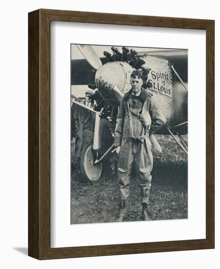 American aviator Charles Lindbergh and his plane, 'Spirit of St Louis', c1927 (c1937)-Unknown-Framed Photographic Print