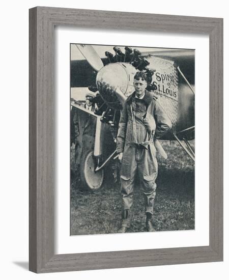 American aviator Charles Lindbergh and his plane, 'Spirit of St Louis', c1927 (c1937)-Unknown-Framed Photographic Print