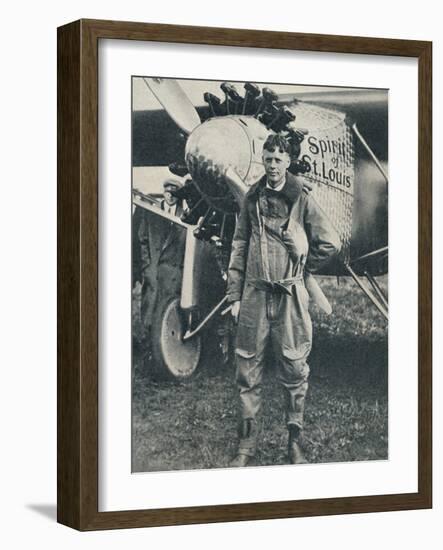 American aviator Charles Lindbergh and his plane, 'Spirit of St Louis', c1927 (c1937)-Unknown-Framed Photographic Print