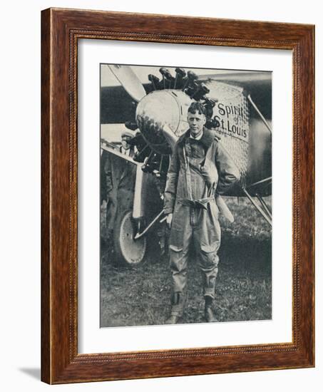 American aviator Charles Lindbergh and his plane, 'Spirit of St Louis', c1927 (c1937)-Unknown-Framed Photographic Print