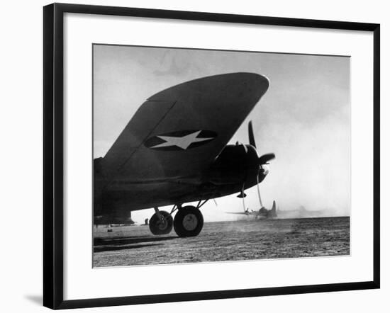American B-17 Flying Fortresses Get Into Position For Takeoff Headed For Targets in Tunisia-Margaret Bourke-White-Framed Premium Photographic Print